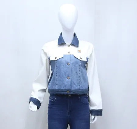 Upcycled Carhartt Two-Tone Denim Jackets in mixed sizes and colours, Grade A/B.