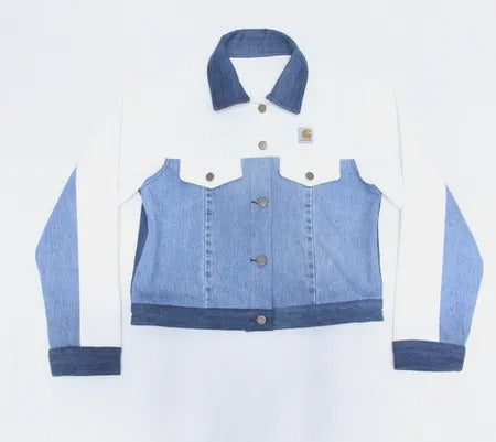 Upcycled Carhartt Two-Tone Denim Jackets in mixed sizes and colours, Grade A/B.