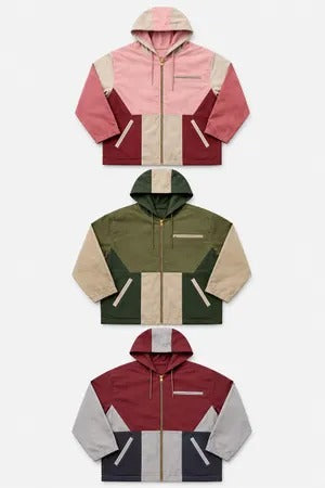 Upcycled Carhartt Geometric Colourblock Hooded Jackets in mixed sizes and colours. Grade A/B.
