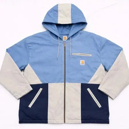 Upcycled Carhartt Geometric Colourblock Hooded Jackets in mixed sizes and colours. Grade A/B.