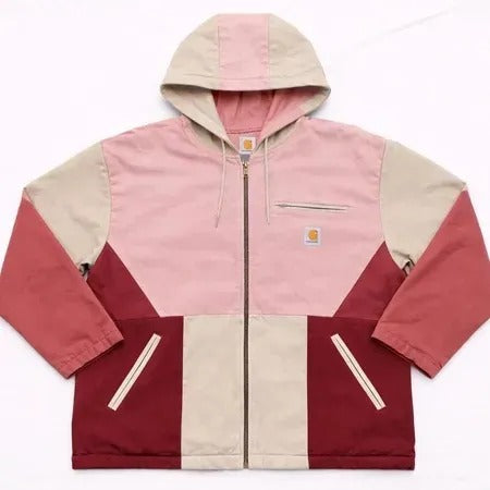 Upcycled Carhartt Geometric Colourblock Hooded Jackets in mixed sizes and colours. Grade A/B.