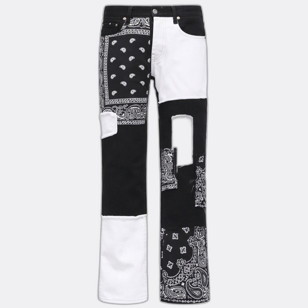 Upcycled Bandana Patchwork Cargo Trousers in mixed sizes and colours, Grade A/B.