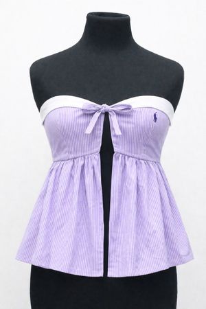  Upcycled Ralph Lauren Bow-Front Babydoll Tops in mixed sizes and colours, Grade A/B.