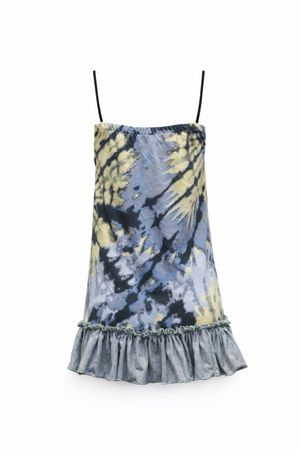 Upcycled Rolling Stones Graphic Ruffle Mini Dresses in mixed sizes and colours, Grade A/B.