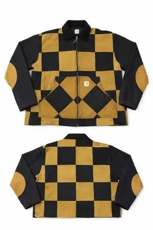 Upcycled Carhartt Checkerboard Patchwork Workwear Jackets in mixed sizes and colours, Grade A/B.
