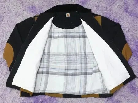 Upcycled Carhartt Checkerboard Patchwork Workwear Jackets in mixed sizes and colours, Grade A/B.