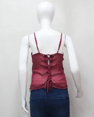 Upcycled Tie-Front Layered Ruffle Camisole Tops in mixed sizes and colours. Grade A/B.