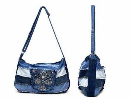 Upcycled Denim Patchwork Shoulder Bags  in mixed sizes and colours, Grade A/B.