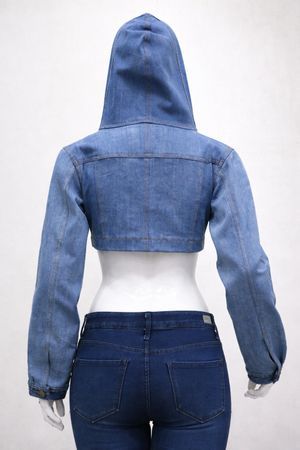 Upcycled Denim Hooded Crop Jackets and Ruffle Mini Skirts in  mixed sizes and colours, Grade A/B.