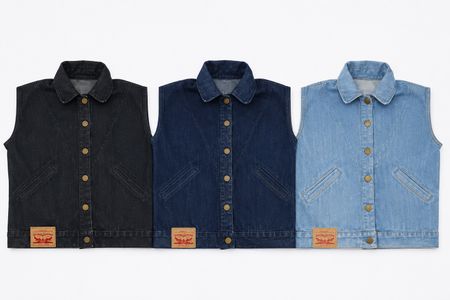 Upcycled Levi's Denim Utility Vests in mixed sizes and colours, Grade A/B