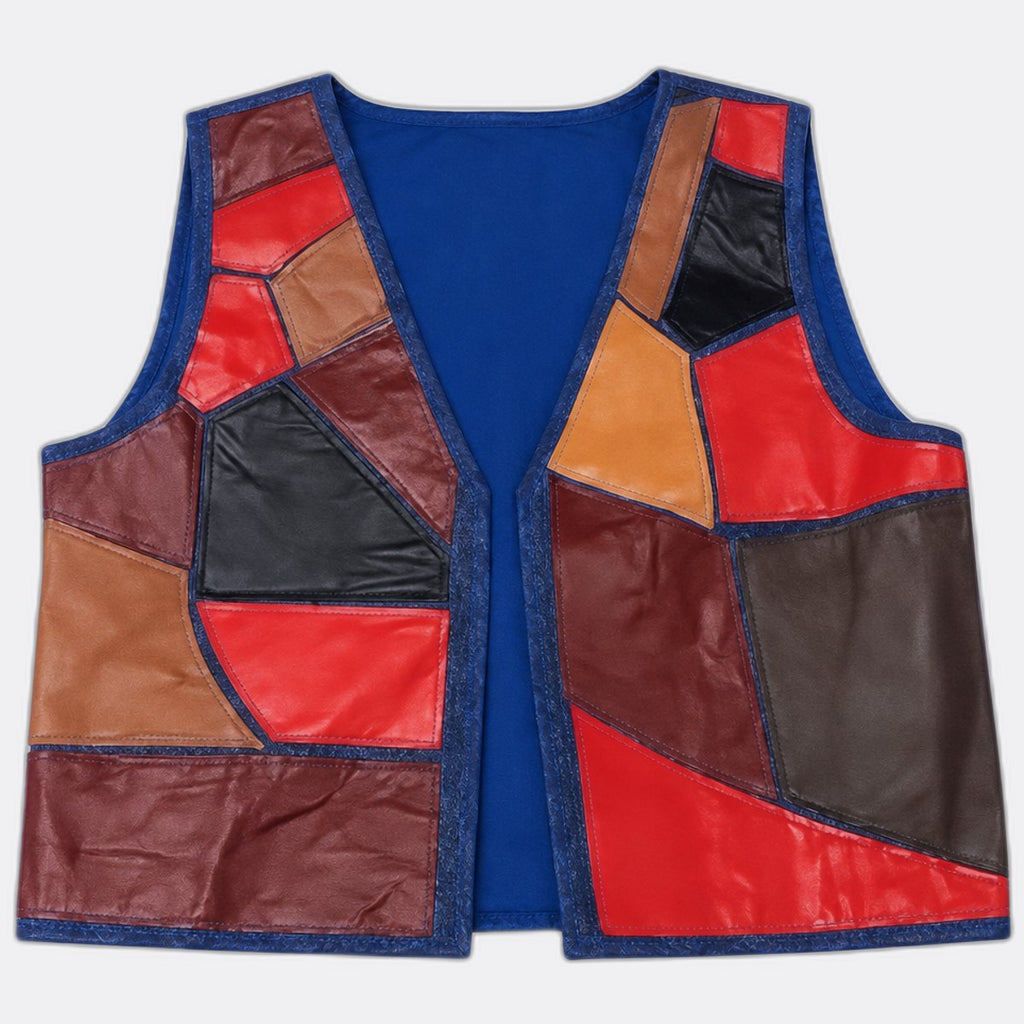 Upcycled Leather Patchwork Vests  in mixed sizes and colours, Grade A/B.
