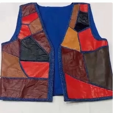 Upcycled Leather Patchwork Vests  in mixed sizes and colours, Grade A/B.