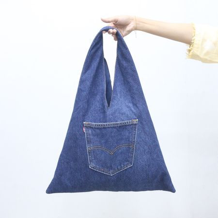 Upcycled Denim Triangle Shoulder Bags In mixed sizes and colours, Grade A/B.
