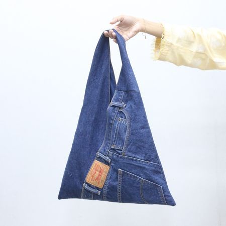 Upcycled Denim Triangle Shoulder Bags In mixed sizes and colours, Grade A/B.