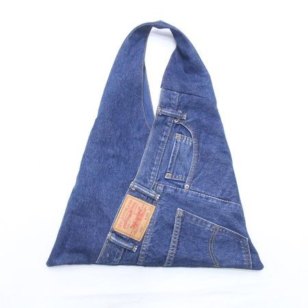 Upcycled Denim Triangle Shoulder Bags In mixed sizes and colours, Grade A/B.