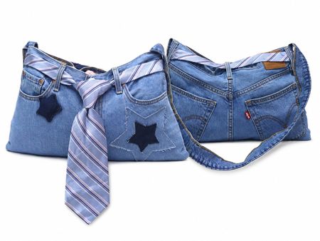 Upcycled Denim Star Patchwork Shoulder Bags  in mixed sizes and colours, Grade A/B.