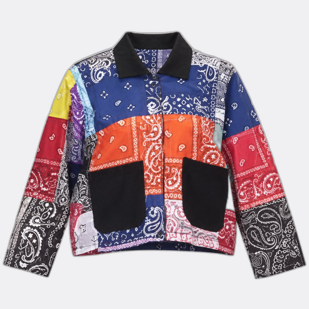 Upcycled Bandana Patchwork Cropped Jackets  in mixed sizes and colours, Grade A/B.