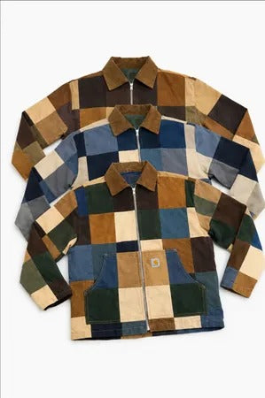 Upcycled Carhartt Checkerboard Patchwork Workwear Jackets in mixed sizes and colours. Grade A/B.