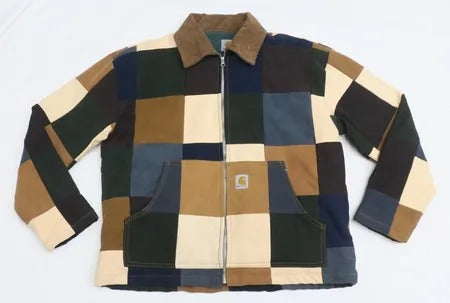 Upcycled Carhartt Checkerboard Patchwork Workwear Jackets in mixed sizes and colours. Grade A/B.