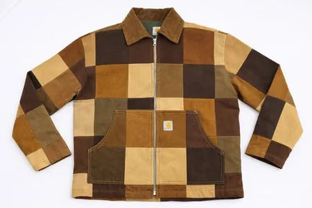 Upcycled Carhartt Checkerboard Patchwork Workwear Jackets in mixed sizes and colours. Grade A/B.