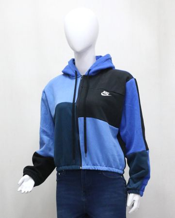 Upcycled Colorblock Zip Hoodies  in mixed sizes and colours, Grade A/B.