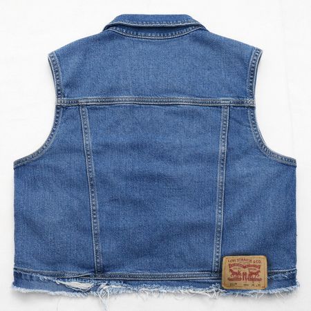 Upcycled Denim Flame-Panel Cropped Vests in mixed sizes and colours. Grade A/B.