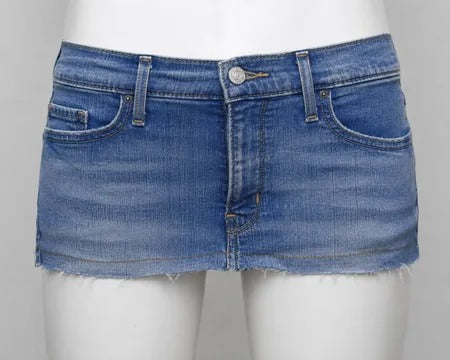 Upcycled Sport Panel Denim Mini Skirts in mixed sizes and colours, Grade A/B.