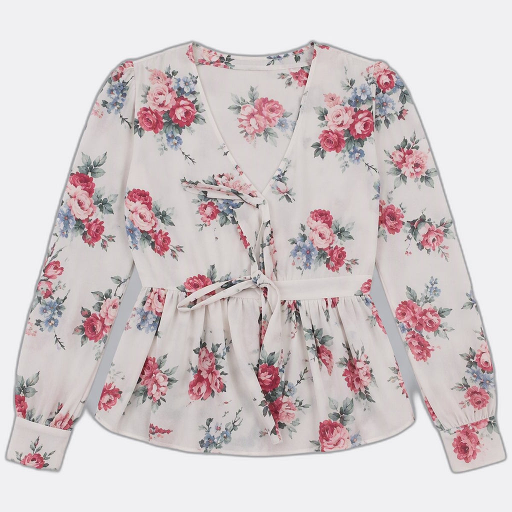 Upcycled Floral Peplum Blouses
 in mixed sizes and colours, Grade A/B.