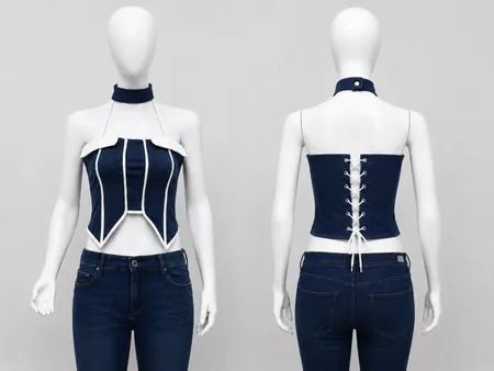 Upcycled Halter Lace-Up Corset Tops in  mixed sizes and colours, Grade A/B.