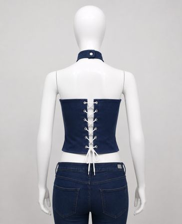 Upcycled Halter Lace-Up Corset Tops in  mixed sizes and colours, Grade A/B.
