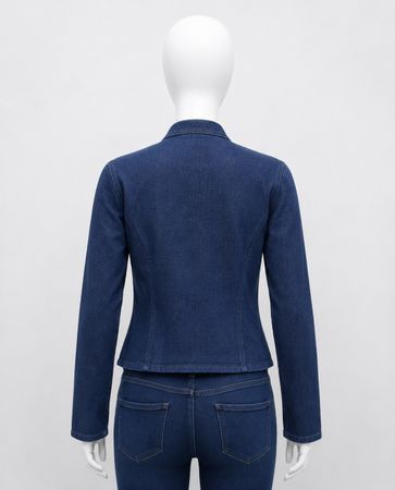 Upcycled Denim Military-Style Cropped Jackets  in mixed sizes and colours, Grade A/B.