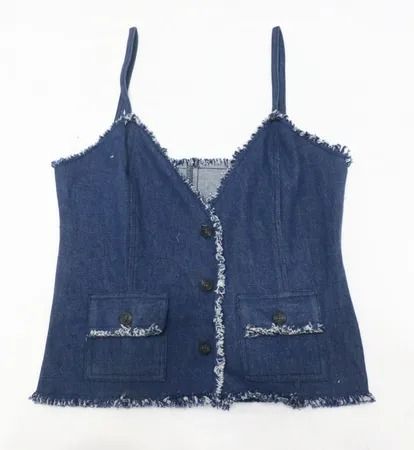 Upcycled Frayed Denim Camisole Tops in  mixed sizes and colours, Grade A/B.