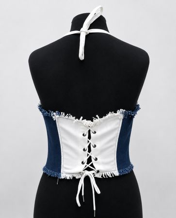 Upcycled Levi's Denim Patchwork Halter Corset Tops  in mixed sizes and colours, Grade A/B.