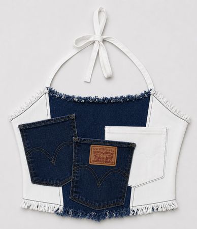 Upcycled Levi's Denim Patchwork Halter Corset Tops  in mixed sizes and colours, Grade A/B.