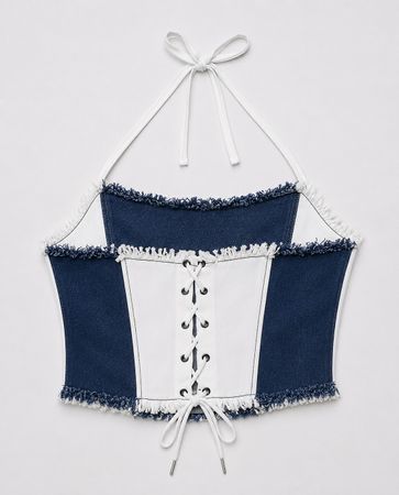 Upcycled Levi's Denim Patchwork Halter Corset Tops  in mixed sizes and colours, Grade A/B.