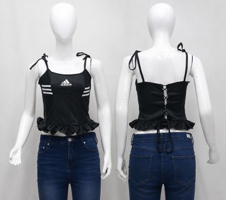 Upcycled Adidas Lace-Up Peplum Camisole Tops in mixed sizes and colours. Grade A/B.