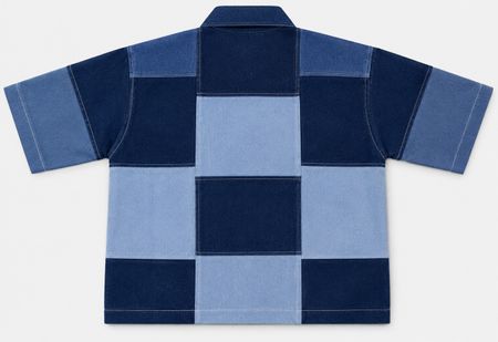 Upcycled Denim Patchwork Bow-Tie Shirts in mixed sizes and colours, Grade A/B. 