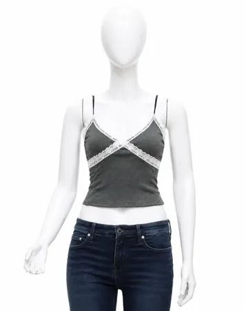 Upcycled Lace-Trim Camisole Tops in mixed sizes and colours, Grade A/B.