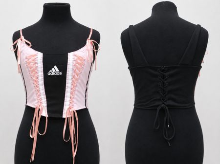 Upcycled Adidas Lace-Up Corset Tops in mixed sizes and colours, Grade A/B.