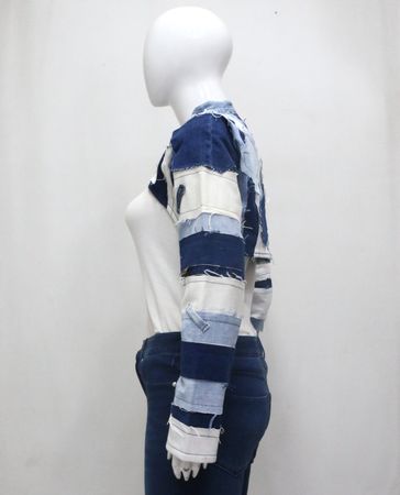 Upcycled Denim Patchwork Cropped Bolero Jackets  in mixed sizes and colours, Grade A/B.