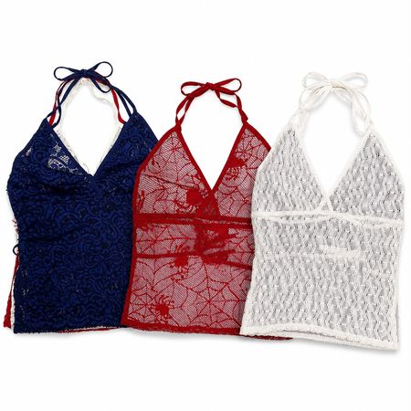 Upcycled Lace Halter Neck Camisole Tops in mixed sizes and colours, Grade A/B. 