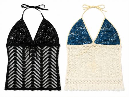 Upcycled Sequin Crochet Halter Camisole Tops in mixed sizes and colours, Grade A/B.