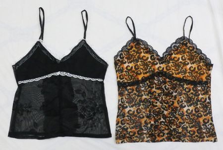 Upcycled Lace-Trim Babydoll Camisole Tops in mixed sizes and colours, Grade A/B.
