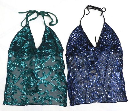 Upcycled Sequin Embellished Halter Neck Tops  in mixed sizes and colours, Grade A/B.