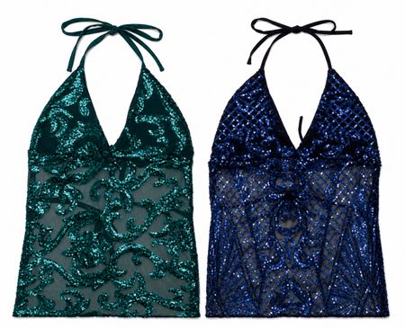 Upcycled Sequin Embellished Halter Neck Tops  in mixed sizes and colours, Grade A/B.