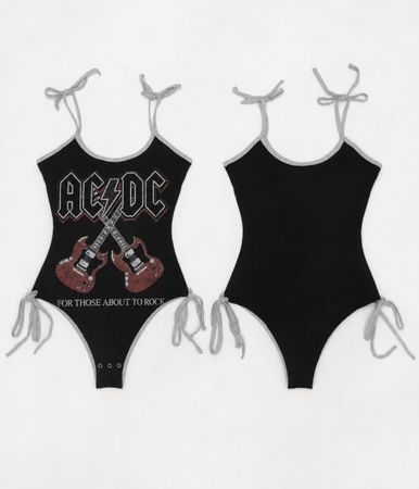 Upcycled Graphic Lace-Up Bodysuits in mixed sizes and colours, Grade A/B.