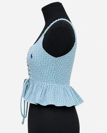 Upcycled Lace-Up Peplum Camisole Tops  in mixed sizes and colours, Grade A/B.
