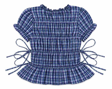  Upcycled Check Smocked Puff Sleeve Blouses  in mixed sizes and colours, Grade A/B.