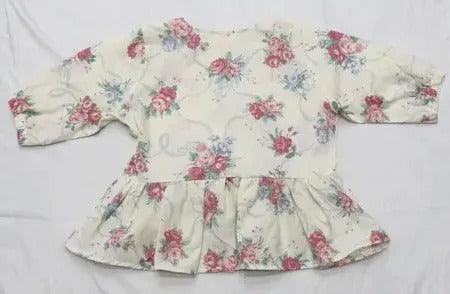 Upcycled Floral Tie-Front Peplum Blouses in mixed sizes and colours. Grade A/B.