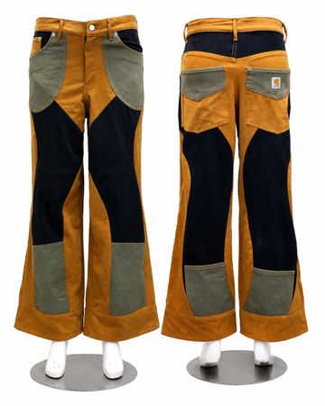 Upcycled Colourblock Patchwork Flare Trousers in mixed sizes and colours. Grade A/B.